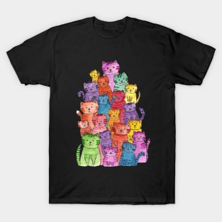 Bright design many cats T-Shirt